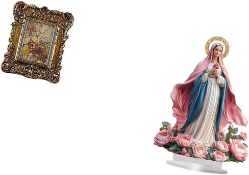 Fenteer Photo Frame Retro Table Picture Frame Nativity Scene Sculpture Acrylic Ornament Resin Acrylic Construction Classic Design Decorative Art Suitable for in Kuwait