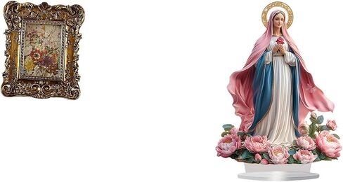 Fenteer Photo Frame Retro Table Picture Frame Nativity Scene Sculpture Acrylic Ornament Resin Acrylic Construction Classic Design Decorative Art Suitable for in Kuwait