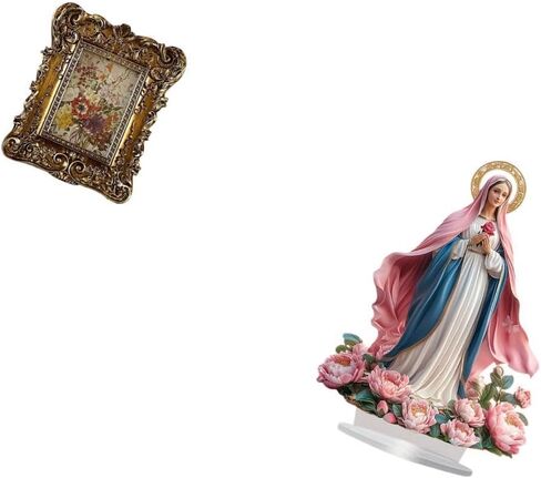 Fenteer Photo Frame Retro Table Picture Frame Nativity Scene Sculpture Acrylic Ornament Resin Acrylic Construction Classic Design Decorative Art Suitable for in Kuwait