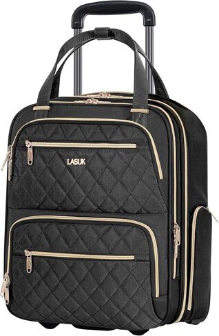 Underseat Carry On Luggage with Wheels, 17inch Lightweight Overnight Soft Sided Personal Luggage Bag Carry-On Suitcase for Short Trip Travel Business, Black in Saudi Arabia