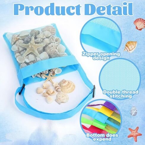 24 Sets Colorful Mesh Beach Tote Bags Summer Party Gifts Favor Bulk for Kids Adjustable Seashell Collecting Bag with Greeting Cards Beach Toy for Kids Students Summer Party in Kuwait