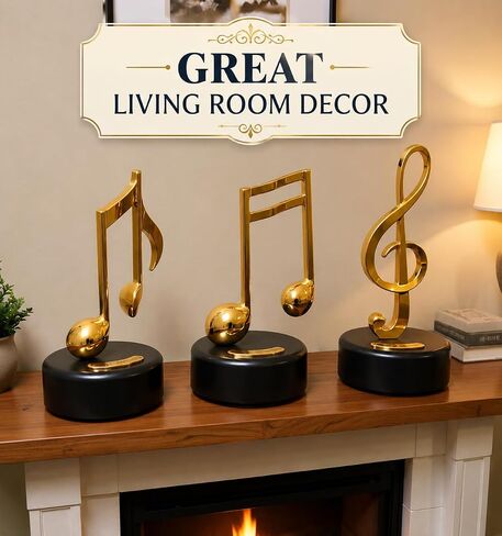WEofferwhatYOUwant Music Box Set 3 Pack Mechanical Music Boxes Gold Music Note Statue Piano Decor Decorative Music Box Play Yellow Submarine Happy Birthday Sound of Music Home Table Shelf Decor Gift in Saudi Arabia
