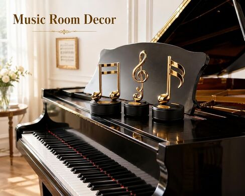WEofferwhatYOUwant Music Box Set 3 Pack Mechanical Music Boxes Gold Music Note Statue Piano Decor Decorative Music Box Play Yellow Submarine Happy Birthday Sound of Music Home Table Shelf Decor Gift in Saudi Arabia