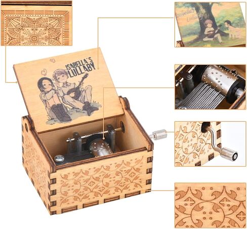 Wood Musical Box, the Promised Neverland Music Box Wooden Musical Instrument with Melody Isabella’s Lullaby Gift for Birthday Anniversary Holiday (Style 4) in Saudi Arabia
