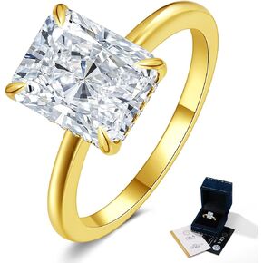 4CT Radiant Cut Moissanite Engagement Rings for Women, D Color VVS1 3EX Lab Grown 14K/White Gold Plated Wedding Promise Band, Anniversary Valentine's Gift with Certificate, Size 5-10 in Saudi Arabia