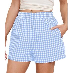 Cotton Gingham Boxer Shorts for Women Casual Summer Pajama Lounge Sleep Cute Y2K Plaid Shorts Beach Bottoms in Saudi Arabia