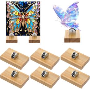 6 Pcs Stained Glass Stand, Wood Adjustable Glass Display Stands Easel for Art Creations, Ceramic Tiles, Plates, Pictures, Collectibles - Home, Office, Trade Show, Retail Display Holder in Saudi Arabia