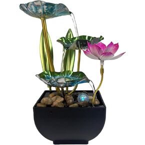 Tabletop Water Fountain, Home Décor Soothing Sound Machine - Automatic Pump, Deep Basin & Natural River Rocks. Indoor Zen Relaxation for Office, Living Room, or Bedroom, 9.8" Tall, Blue Green in Saudi Arabia