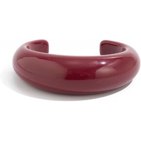 Burgundy Resin Cuff Bracelet for Women, Chunky Glossy Open Bangle Bracelet, Minimalist Statement Bracelet, Vintage Fashion Jewelry in Saudi Arabia