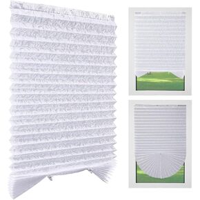 2 Pack PP Non-Woven Fabric Shades for Window, with Phoenix Tail Pattern, No Drill No Tools Cordless Light Filtering Blinds with Clips, 36" W X 72" L, Cut to Size, Adhesive Pleated Blinds in Saudi Arabia