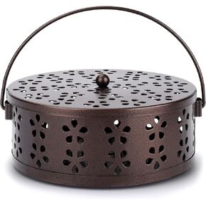 4 Pcs Portable Mosquito Coil Holder with Lid, Round Heat-Resistant Iron Alloy Incense Burner Box for Outdoor Camping, Balcony, Patio, Travel (Bronze) in Saudi Arabia