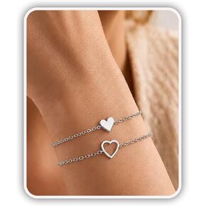 Heart Bracelet for Women, 14K Gold Plated Stainless Steel Friendship Bracelet, Adjustable Bracelets Dainty Chain Jewelry Gifts for Mom, Best Friend, Sister in Saudi Arabia