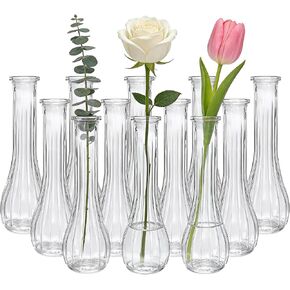 Glass Vases for Centerpieces, 12 Pack Clear Flower Vases for Wedding Decorations and Indoor Home Decor, Hurricane Candle Holder for Table Shelf, Party in Saudi Arabia