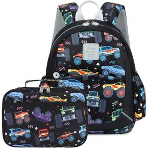 CAMTOP Toddler Backpack with Lunch Box for Boys 2-4, Kids Backpacks for Kindergarten Preschool, 12" H Small Bookbag for Daycare Travel (Black) in Saudi Arabia