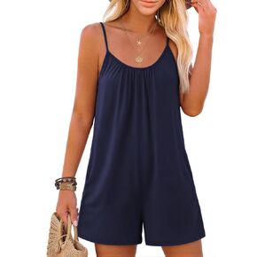 Ekouaer Summer Rompers for Women Boho Beach Vacation Outfits Sleeveless Loose Shorts Overalls 2026 Jumpsuit With Pockets in Saudi Arabia