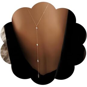 Rhinestone Back Chain Necklace for Women Bridal Wedding Sexy Rhinestone Backdrop Chain Waist Belly Chains Trendy Body Chains Jewelry in Saudi Arabia
