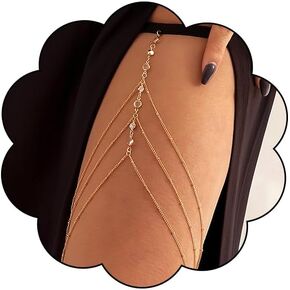 Sexy Thigh Chain for Women Gold Elegant Layered Thigh Chains Boho Leg Accessory Fashion Body Beach Jewelry in Saudi Arabia