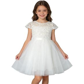 Elegant Flower Girl Dress for Wedding Short Tulle Toddler Little Girls First Communion Dress Kids Formal Pageant Party Gown in Saudi Arabia