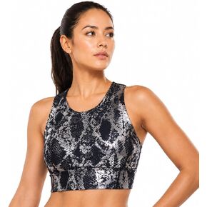 Women's Metallic Sports Bra Top Medium Support Cross-Back Workout Bra for Gym, Yoga, Fitness in Kuwait