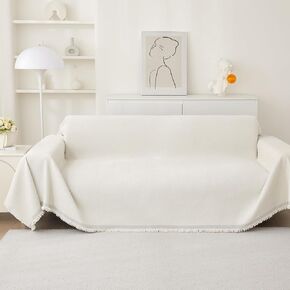 Couch Cover Blankets for Sofa,Thick Waterproof Couch Cover for Cats,Sofa Covers for 3 Cushion Couch Loveseat Sectional Chenille Couch Covers for Sofa Home Decor Living Room,Cream White,91"X134" in Saudi Arabia
