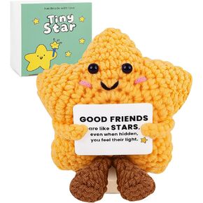 Friendship Gifts for Women –“Good Friends are Like Stars" Sentimental Keepsake, Fun Star Crochet Designs，Funny Friendship Gift，Best Friend Birthday Gift for Women (Yellow, Star) in Saudi Arabia