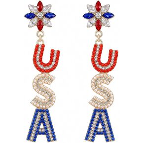 4th of July Earrings for Women, Red White and Blue and 4th of July Jewelry Independence Day Party in Saudi Arabia