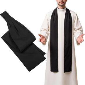 Cuffbow 100 Inch Black Pleated Clergy Tippet, Formal Clergy Scarf for Pastor Priest Minister, Church Liturgical Vestment Accessory for Cassock Chimere in Kuwait