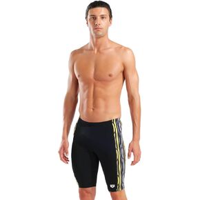 ARENA Performance Men's Stripes Swim Jammer Professional Training Swimsuit Sports Bathing Suit Internal Drawstring Competitive Regular Swimmers Quick Dry, Black/Black Multi, US Size 32 in Kuwait