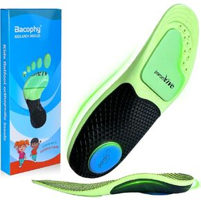 Bacophy Kids Arch Support Insoles for Flat Feet, Dual PORON Cushioning, Transverse Arch Support, Breathable Orthotic Shoe Inserts for Boys & Girls, Trim to Fit for Sports & Daily Wear in Kuwait