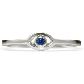 PERIMADE 18K Gold Plated Blue Evil Eye Stackable Ring Dainty Cubic Zirconia Blue Eye Band for Women, Hypoallergenic 925 Sterling Silver Stacking Band Ring Non Tarnish Birthday Jewelry Gift Size 6-8 in Saudi Arabia