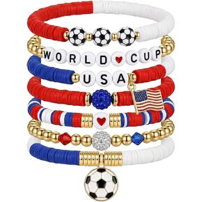 World Cup Stackable Soccer Bracelets, Fun World Cup Gifts,Perfect Gifts for Men Women and Soccer Lovers in Saudi Arabia