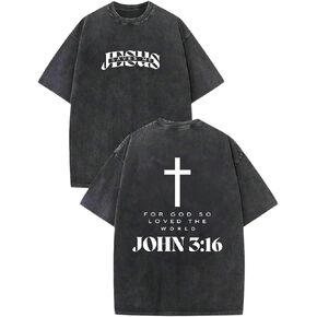 BeWithYou Kids Christian Shirts for Boys Religious Jesus Faith Tshirts Vintage Bible Verse Cross Graphic Tees Acid Wash Tops in Saudi Arabia
