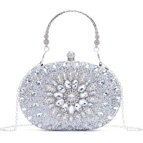 Emprier Women Rhinestone Evening Clutch Bag Crystal Sunflower Wedding Party Purse Bling Diamond Handbag with Handle in Saudi Arabia