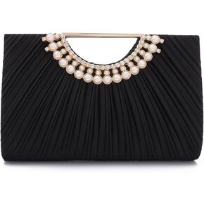 Pleated Satin Clutch Purse for Women, Evening Bag with Chain Formal for Wedding Party in Saudi Arabia