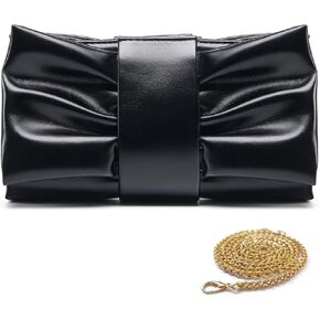 Women Clutch Bag Dressy Formal Handbag Pleated PU Clutch Purse Detachable Chain Crossbody Bag in Saudi Arabia