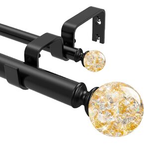 TVWOO:Silver Double Curtain Rod for Window 36-88 Inch,1" Adjustable Heavy Duty Dual Drapery Rods with Luxury Bling Crystal Finials,Decorative Double Window Curtain Rod for Living Room/Bedroom/Kitchen in Saudi Arabia