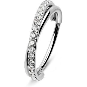 Melighting التيتانيوم مزدوجة الأنف الدائري هوب اللولب ثقب المجوهرات واضح تشيكوسلوفاكيا التيتانيوم higned الجزء الفرس الزنمة محارة ثقب المجوهرات للنساء 16 جرام 18 جرام 20 جرام in Kuwait