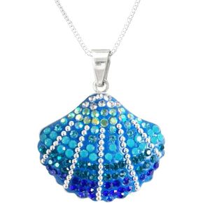 Mosaico Small Sea Shell Pendant, 925 Sterling Silver Handmade Crystal Jewelry, Artisan Mexican Silversmith Pendant in Saudi Arabia