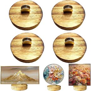 4 Pcs Premium Wood Adjustable Stained Glass Display Stands Tabletop Easels, Upright Book Display Holder for Tile, Photo Album, CD, Magazine, Postcard, Picture, Plate, Artworks, Phone, Photos, Décor(circles) in Saudi Arabia