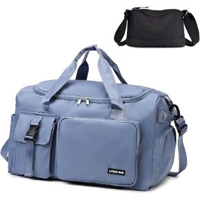 Eslcorri Travel & Fitness Set: Duffle Bag Backpack with Shoe Compartment + Wet Pocket & Lightweight 3-Zipper Nylon Crossbody Bag- Blue Duffel in Saudi Arabia