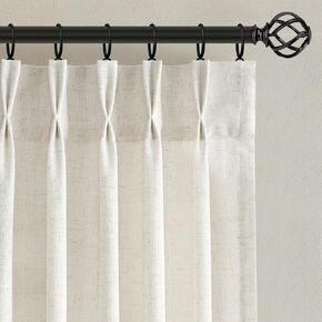 Nanspring Linen Pinch Pleated Curtains 96 Inch for Living Room Bedroom Ceiling to Floor Semi Sheer Natural Cream Light Filtering Back Tab 8ft Drapes 2 Panels Ivory Beige Boho Farmhouse Decor in Saudi Arabia