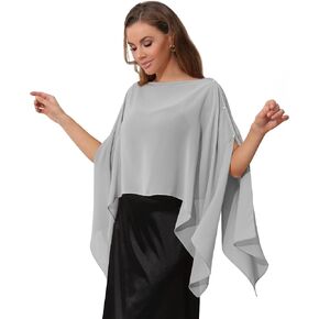 Sheer Chiffon Cape Shawl and Wraps for Women, Soft Capelet for Evening Dress, Wedding Capes Cover-Up in Saudi Arabia