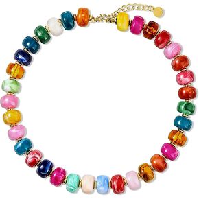 Trinckle Chunky Beaded Necklaces for Women, Colorful and White Beaded Necklaces for Summer, Adjustable Resin Statement Bead Choker Necklaces, Trendy Boho Beach Summer Jewelry Vacation Gift for Her in Saudi Arabia