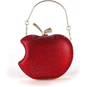 Pink Rhinestone Apple Evening Clutch Purse for Women, Crossbody Bag with Detachable Chain,Crystal Purses for Party in Saudi Arabia