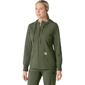 Carhartt Layers Women's Full Zip Waffle Hoodie, Olive, S in Saudi Arabia