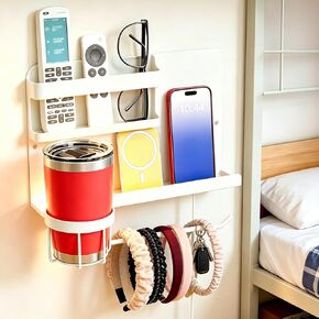 Floating Bedside Wall Organizer & Dorm Decor | Wall Mount Essential Wall Nightstand Bed Shelf for Remote Control Holder, Cool Teen Girls Trendy Stuff, Room Organization in Saudi Arabia
