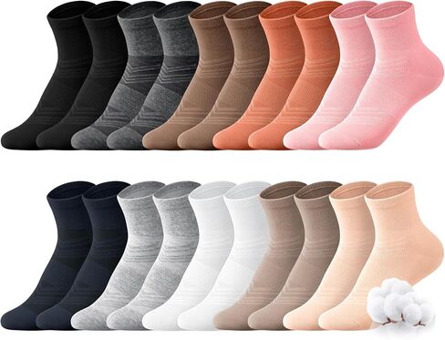SIONCY Ankle Socks for Women Cotton Casual Socks Quarter Sock Breathable, Seamless Toe 10 Pairs in Saudi Arabia