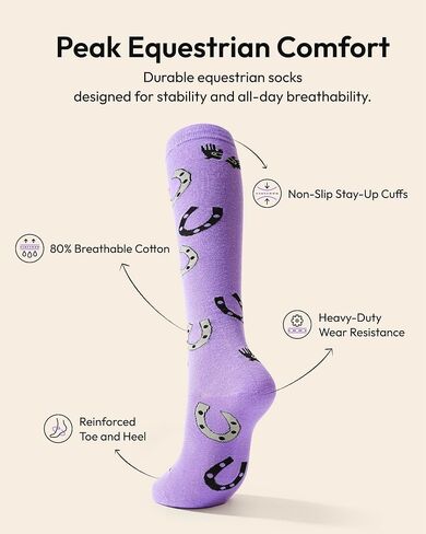 Belloxis Horse Gifts for Women Girls Equestrian Gift Horse Riding Socks 3 Pairs Knee High Boot Accessories Size 5-8 in Saudi Arabia