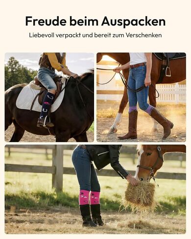 Belloxis Horse Gifts for Women Girls Equestrian Gift Horse Riding Socks 3 Pairs Knee High Boot Accessories Size 5-8 in Saudi Arabia