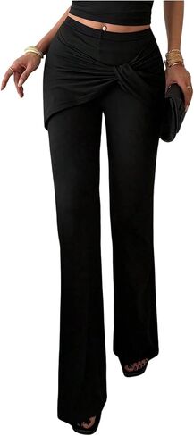 Verdusa Women's High Waisted Flare Pants Twist Front Skirted Leggings Elegant Work Trousers in Kuwait
